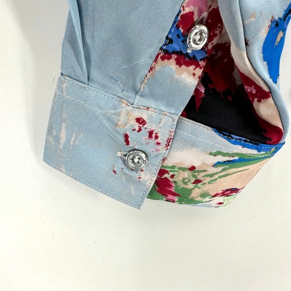 Zeroyaa Shirt Mens Button Down Long Sleeve Abstract Multicolor Lightweight XXL - Picture 4 of 10